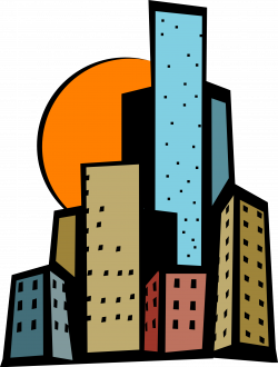 City clipart animated - Pencil and in color city clipart animated