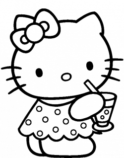 Hello Kitty Was Drinking Delicious Coloring Page - hello kitty ...