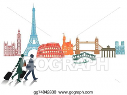 Vector Clipart - Travel and tourism in europe. Vector ...