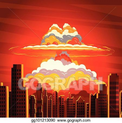 Vector Clipart - Nuclear explosion, radioactive cloud on ...
