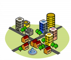 Clipart - City before earthquake/disaster