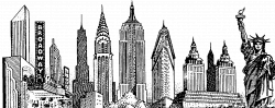 28+ Collection of New York City Skyline At Night Drawing | High ...