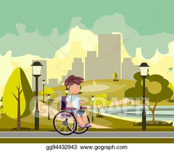 Vector Clipart - Disabled person in a city park. Vector ...