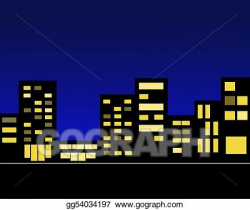 Drawing - Night city. Clipart Drawing gg54034197 - GoGraph