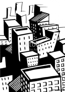 City buildings bird's eye view