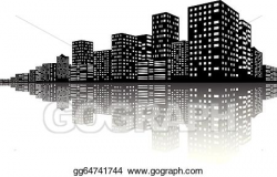 Vector Clipart - City skyline night scenes. Vector ...