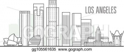 Vector Illustration - Los angeles city skyline - downtown ...