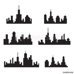 City skylines silhouette, cityscape set, black isolated on ...
