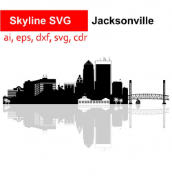 Jacksonville SVG skyline - Jax city Cut File, silhouette, Svg, Dxf, Eps,  Ai, Cdr files, Silhouette city vector, Florida Svg