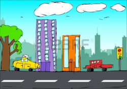 Stock Vector | cityscape | Drawing for kids, Naive art, Drawings