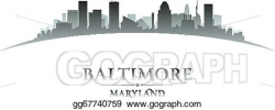 Clip Art Vector - Baltimore maryland city skyline silhouette ...