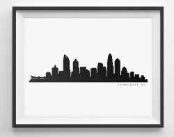 Charlotte Skyline Silhouette - Printable Skyline - Carolina Panthers - PDF,  png, SVG, eps, JPG