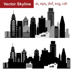 Philadelphia skyline SVG, Pennsylvania City Vector Skyline, City  silhouette, Svg, Dxf, Eps, Ai, Cdr, Skyline Clipart, Philadelphia clip art