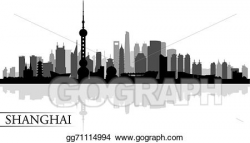 Vector Stock - Shanghai city skyline silhouette background ...