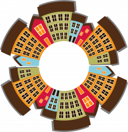 Clipart - Small Town Cityscape Radial 2