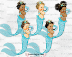 Mermaid Baby Girl Turquoise Blue Gold Tiara | Tail Clam ...
