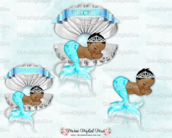 Mermaid Baby Girl Sleeping in Clam Shell Turquoise & Silver ...