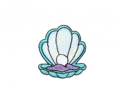 Pastel Oyster Pearl Patch | Clam Shell Ocean Jewelry Iron On Applique |  Womens Embroidered Sewing Novelty Badge | Backpack Jacket Accessory