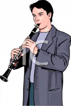 A Man Playing Clarinet - Royalty Free Clipart Picture