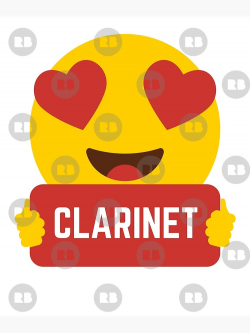 I love CLARINET Heart Eye Emoji Emoticon Funny CLARINET BAND NERD SHIRT  players Graphic Tee T shirt | Poster