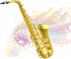 Clipart - Saxophone with music background