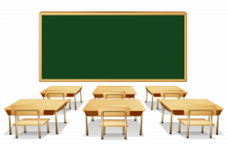 Classroom with Green Board and Desks PNG Clipart Image | Gallery ...