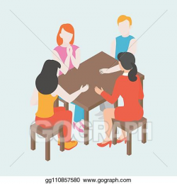 Vector Clipart - Flat discussion class. cartoon students ...