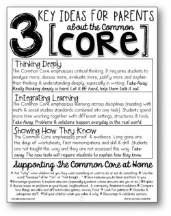 Common Core for Parents... great for Curriculum Night or Conference ...