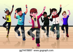 Vector Illustration - Kids in hip hop dance class. EPS ...