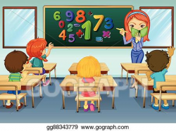 EPS Vector - Math teacher teaching in classroom. Stock ...
