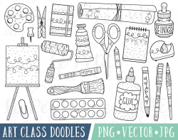 Art Class Doodles Clipart Images, Art Doodle Clipart, Painting Clipart,  Clipart for Teachers, School Clipart Digital Stamps, Classroom PNG