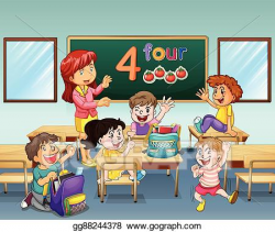 Vector Art - Teacher and students in classroom. Clipart ...