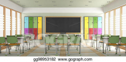 Drawing - Empty modern classroom. Clipart Drawing gg98953182 ...