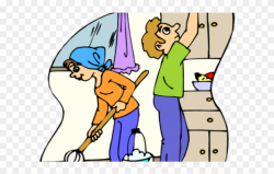 Kitchen Clipart Clean Kitchen - Cartoon Cleaning The House ...