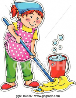 Vector Illustration - Cleaning girl. EPS Clipart gg61150297 ...