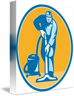 Cleaner Janitor Worker Vacuum Cleaning by Aloysius Patrimonio