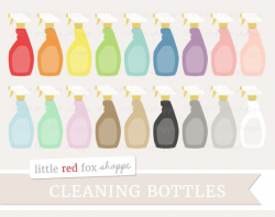 Cleaning Bottle Clipart, Cleaning Spray Clip Art Clean Kitchen Bath Window  Glass Cleaner Cute Digital Graphic Design Small Commercial Use