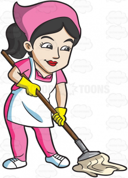 A maid mopping the floor #cartoon #clipart #vector ...