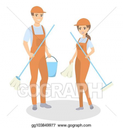 Vector Illustration - Cleaning service staff. EPS Clipart ...