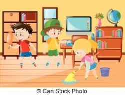 Children Help Cleaning Classroom Illustration Clip Art ...