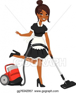 Vector Illustration - African american maid vacuum cleaner ...
