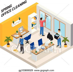 Vector Art - Office cleaning isometric composition. Clipart ...