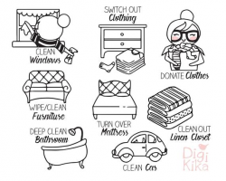 Planner Girl - Spring Cleaning Clipart - Digital Stamp ...