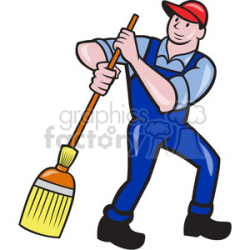 man sweeping broom frnt shape clipart. Royalty-free clipart # 392377