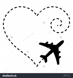 Illustration of Airplane Drawing a Heart Shape in The Sky ...