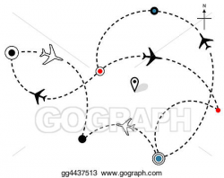 Stock Illustration - Airline plane flight paths travel plans ...