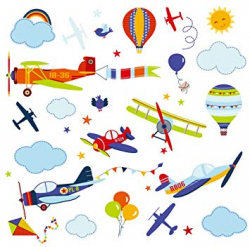 Airplanes Nursery Nursery/Boys Room Peel & Stick Wall Art Sticker Decals
