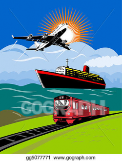 Stock Illustrations - Plane, train and ship. Stock Clipart ...