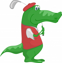 Clipart - Crocodile Playing Golf