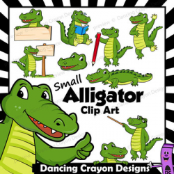 SMALL Alligator Clip Art Set / Crocodile Clipart
